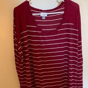 Maroon and white striped top